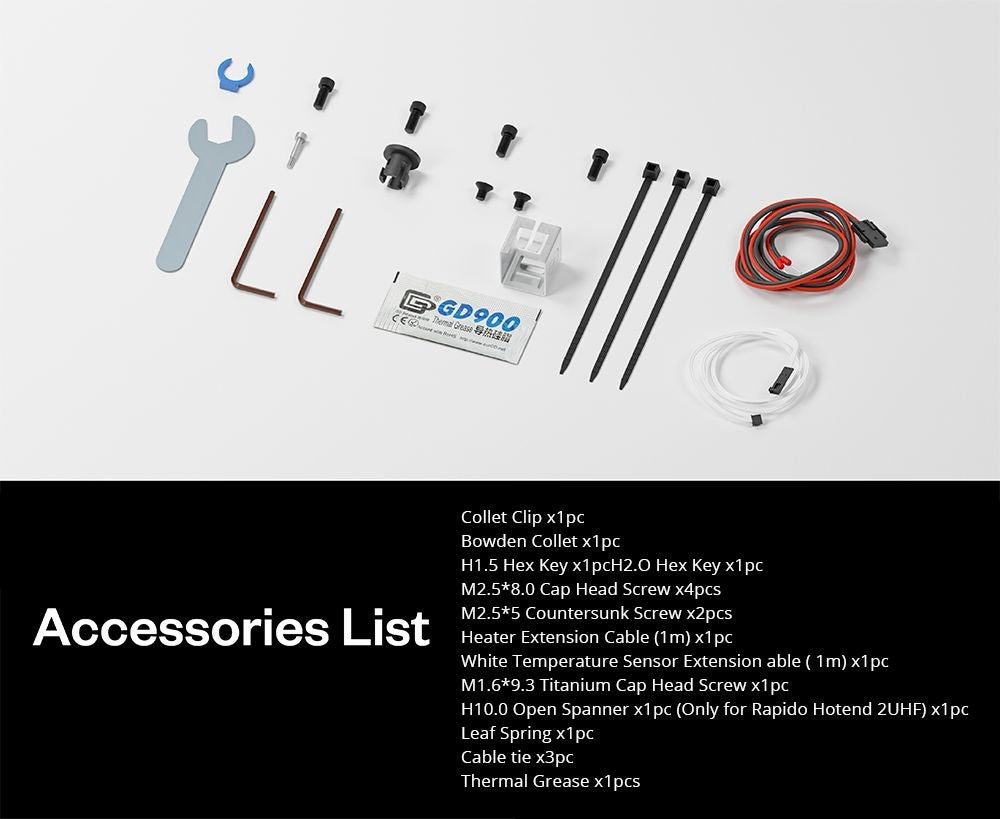 Phaetus Rapido 2.0 HF Hotend, maximální teplota tisku 350 stupňů Celsia, kompatibilní s termoplastickými filamenty a kompozitními materiály - modrý