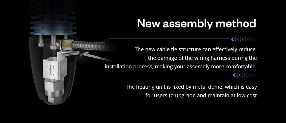 Phaetus Rapido 2.0 UHF Hotend, maximální teplota tisku 350 stupňů Celsia, kompatibilní s termoplastickými filamenty a kompozitními materiály - modrý