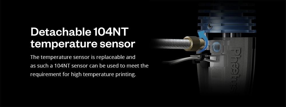 Phaetus Rapido 2.0 UHF Hotend, maximální teplota tisku 350 stupňů Celsia, kompatibilní s termoplastickými filamenty a kompozitními materiály - modrý