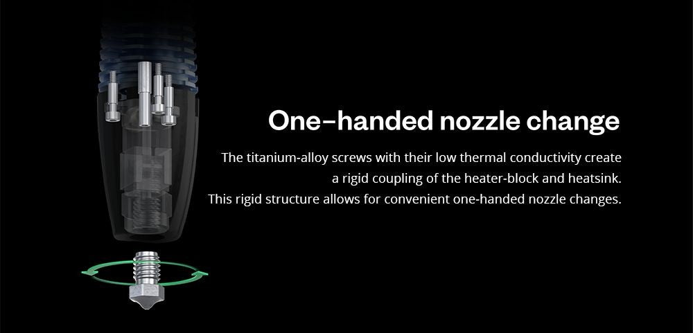 Phaetus Rapido 2.0 UHF Hotend, maximální teplota tisku 350 stupňů Celsia, kompatibilní s termoplastickými filamenty a kompozitními materiály - modrý