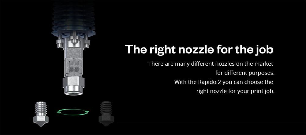 Phaetus Rapido 2.0 UHF Hotend, maximální teplota tisku 350 stupňů Celsia, kompatibilní s termoplastickými filamenty a kompozitními materiály - modrý