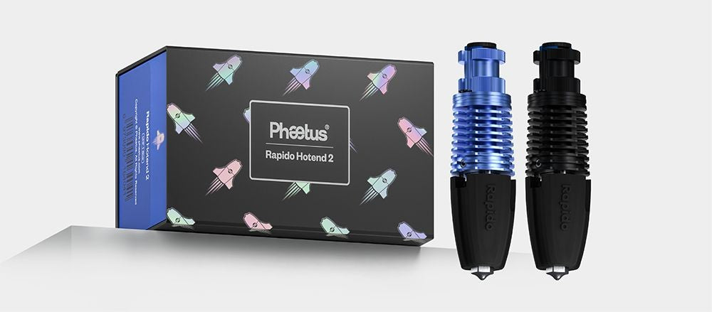 Phaetus Rapido 2.0 UHF Hotend, maximální teplota tisku 350 stupňů Celsia, kompatibilní s termoplastickými filamenty a kompozitními materiály - modrý