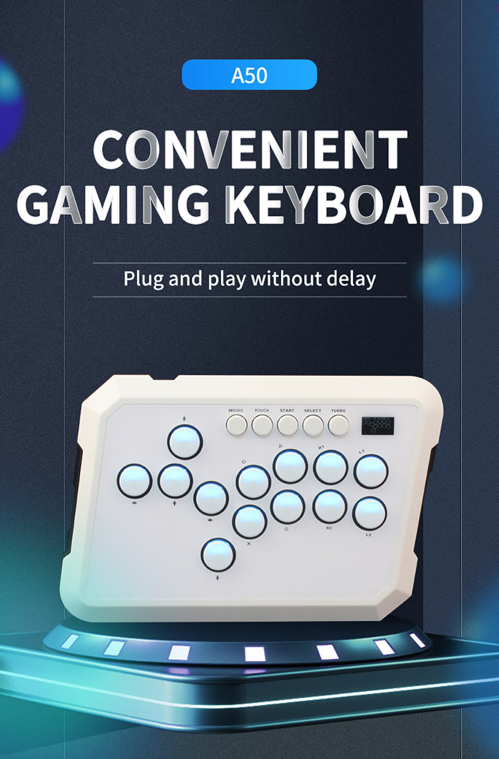 Powkiddy A50 Hitbox Controller bezpákový joystick arkádový ovladač, herní klávesnice kompatibilní s PC, Android, Switch, PS4, PS5, Steam, arkádami