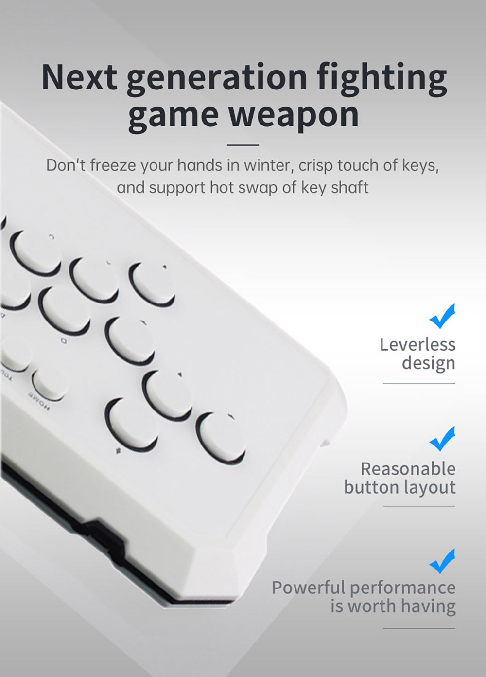 Powkiddy A50 Hitbox Controller bezpákový joystick arkádový ovladač, herní klávesnice kompatibilní s PC, Android, Switch, PS4, PS5, Steam, arkádami