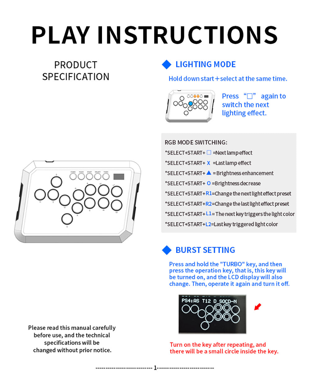 Powkiddy A50 Hitbox Controller bezpákový joystick arkádový ovladač, herní klávesnice kompatibilní s PC, Android, Switch, PS4, PS5, Steam, arkádami