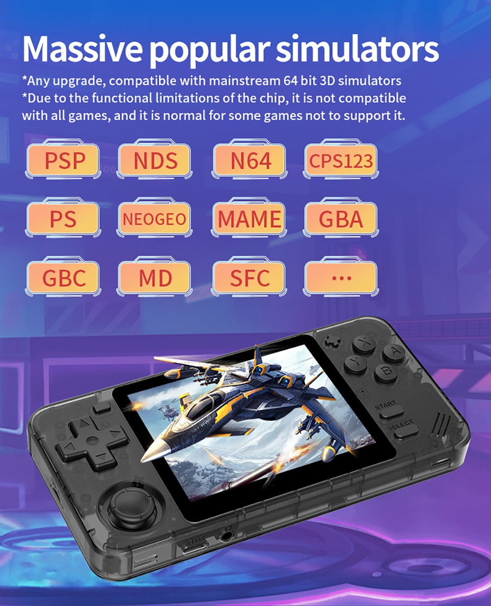 Kapesní herní konzole Powkiddy RGB10X, open source Linux, 3,5palcový IPS displej s rozlišením 640*480, 64GB TF karta, 64bitové 3D simulátory, výdrž baterie 6 hodin - šedá