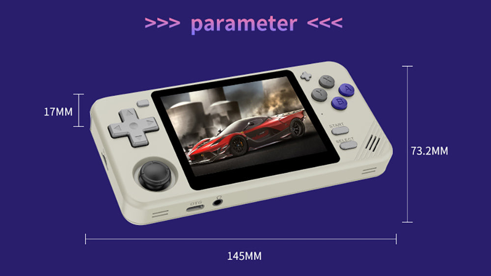 Kapesní herní konzole Powkiddy RGB10X, open source Linux, 3,5palcový IPS displej s rozlišením 640*480, 64GB TF karta, 64bitové 3D simulátory, výdrž baterie 6 hodin - šedá