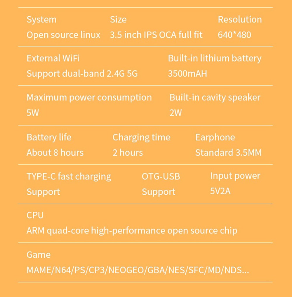 Kapesní herní konzole Powkiddy RGB20S, 16+128GB, 20 000 her, 3,5'' IPS OCA displej, open source pro Linux - modrá