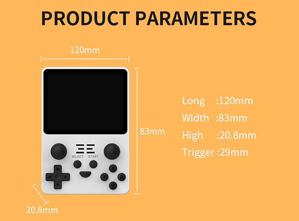 Kapesní herní konzole Powkiddy RGB20S, 16+128GB, 20 000 her, 3,5'' IPS OCA displej, open source pro Linux - modrá