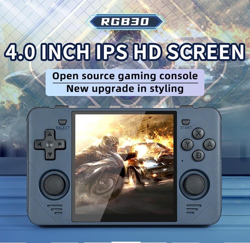 Kapesní herní konzole Powkiddy RGB30 s otevřeným zdrojovým kódem, Linuxem, 16GB TF karta, 5G WiFi - černá