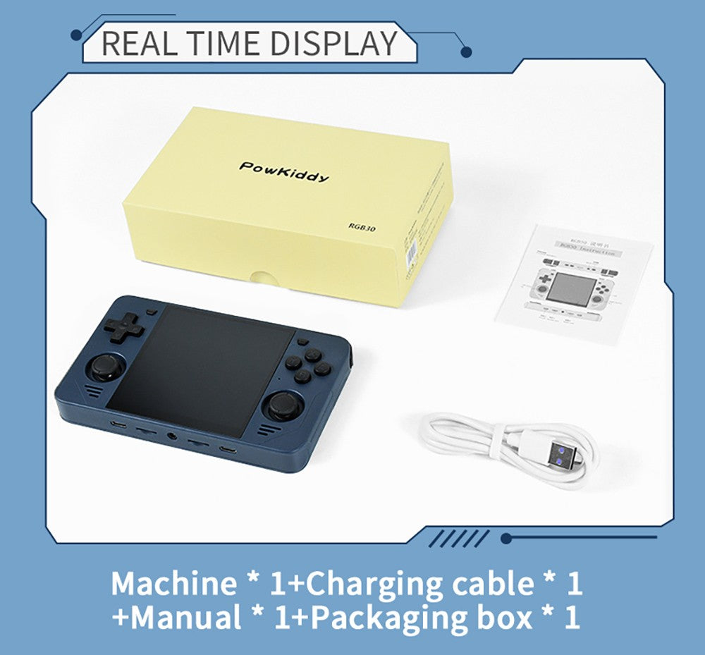 Kapesní herní konzole Powkiddy RGB30 s otevřeným zdrojovým kódem, Linuxem, 16GB TF karta, 5G WiFi - černá