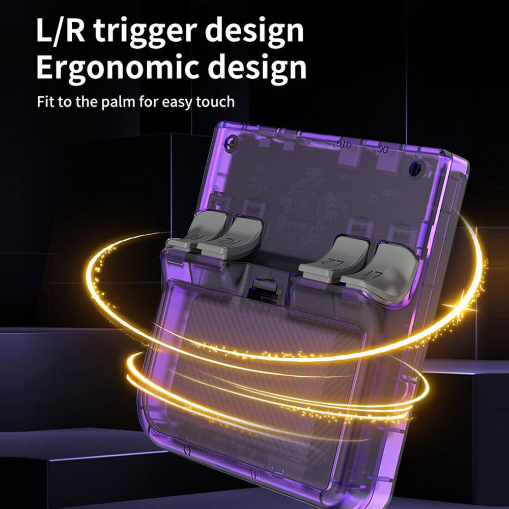 Kapesní herní konzole Powkiddy V10, 128GB TF karta, více než 10 000 her, 3,5palcový IPS displej, systém s otevřeným zdrojovým kódem Linux, 64bitové 3D simulátory, 8 hodin výdrže - průhledná černá