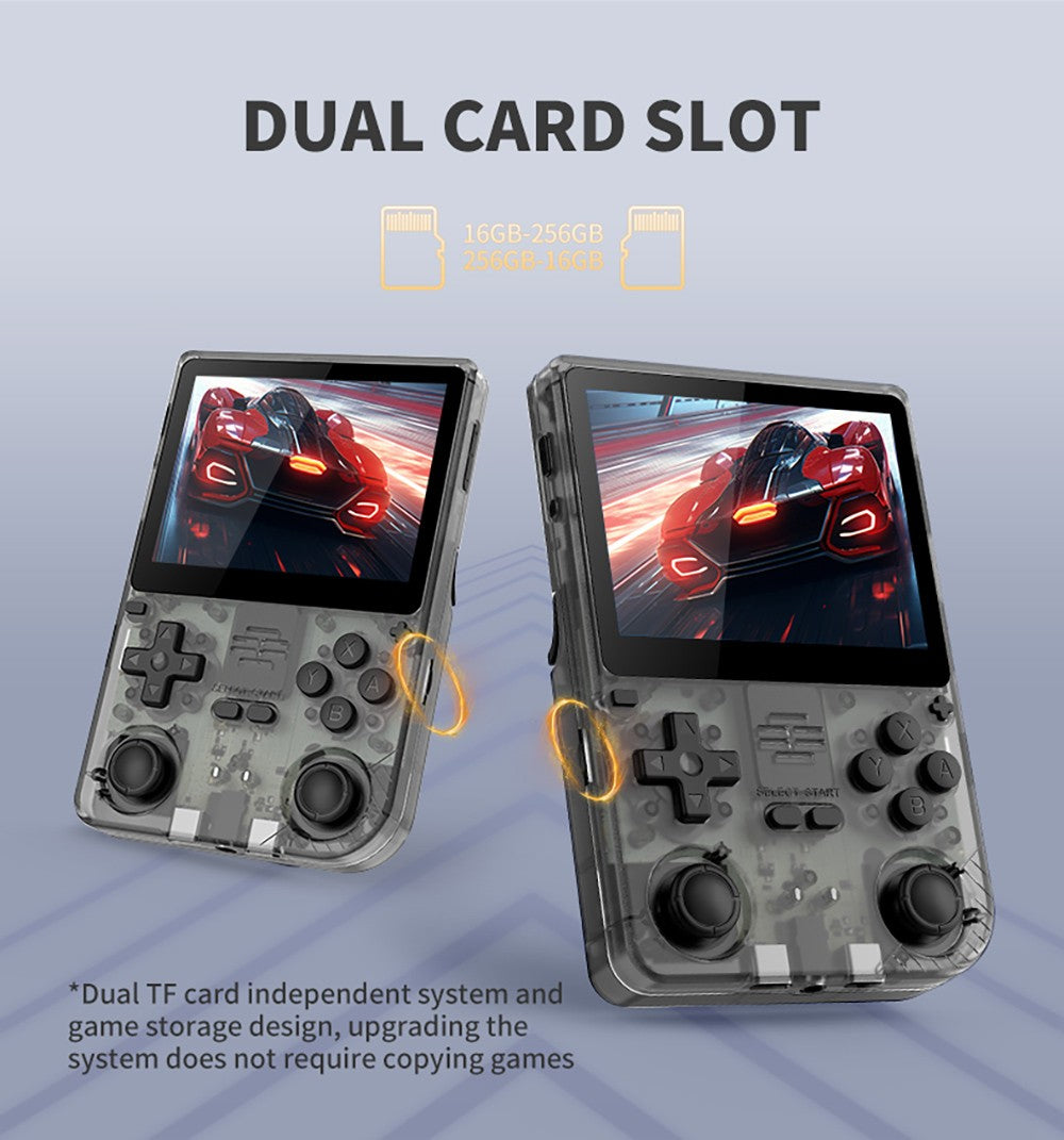 Kapesní herní konzole Powkiddy V20, 64GB TF karta, 3,5palcový IPS displej, systém s otevřeným zdrojovým kódem Linux, 64bitové 3D simulátory, 10 hodin hraní - šedá