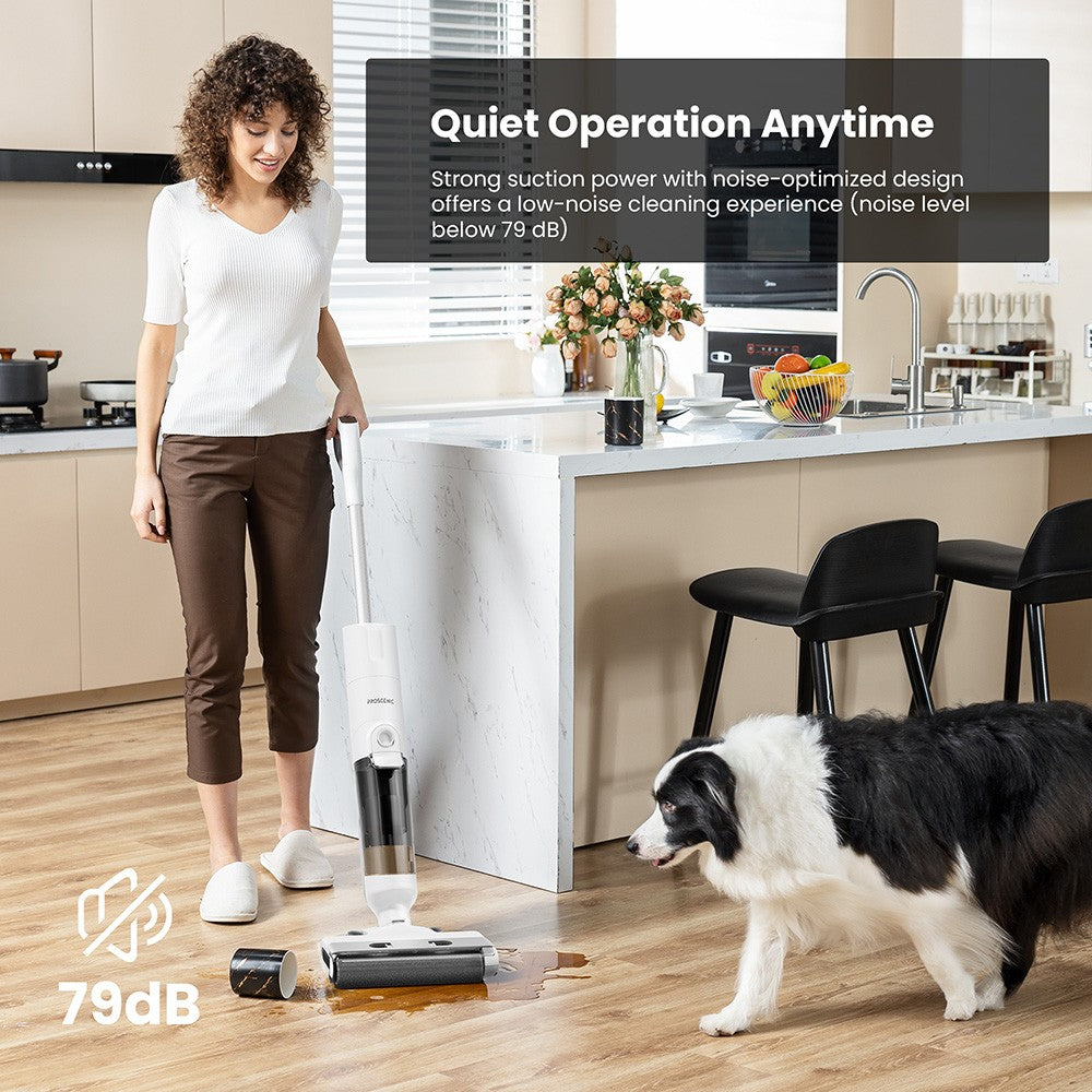 Bezdrátový vysavač a mop Proscenic F10 Pro, 30minutová doba provozu, samočištění, LED displej, čištění okrajů po celém obvodu, 3 režimy čištění, dvě nádrže na vodu