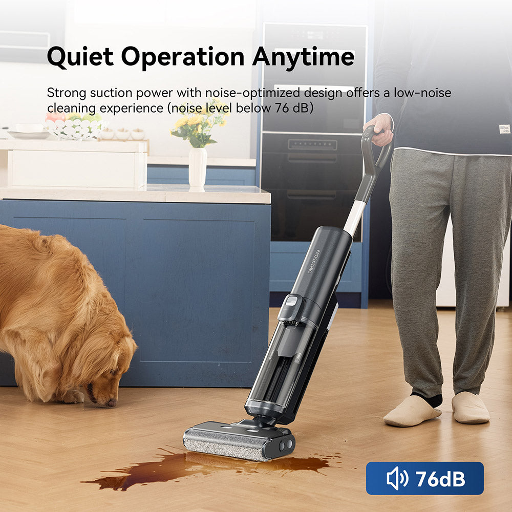 Bezdrátový vysavač a mop Proscenic F20A, doba provozu 35 minut, LED displej, samočištění a sušení vzduchem, čištění okrajů po celém obvodu, ovládání aplikací, oddělení pevných a kapalných látek