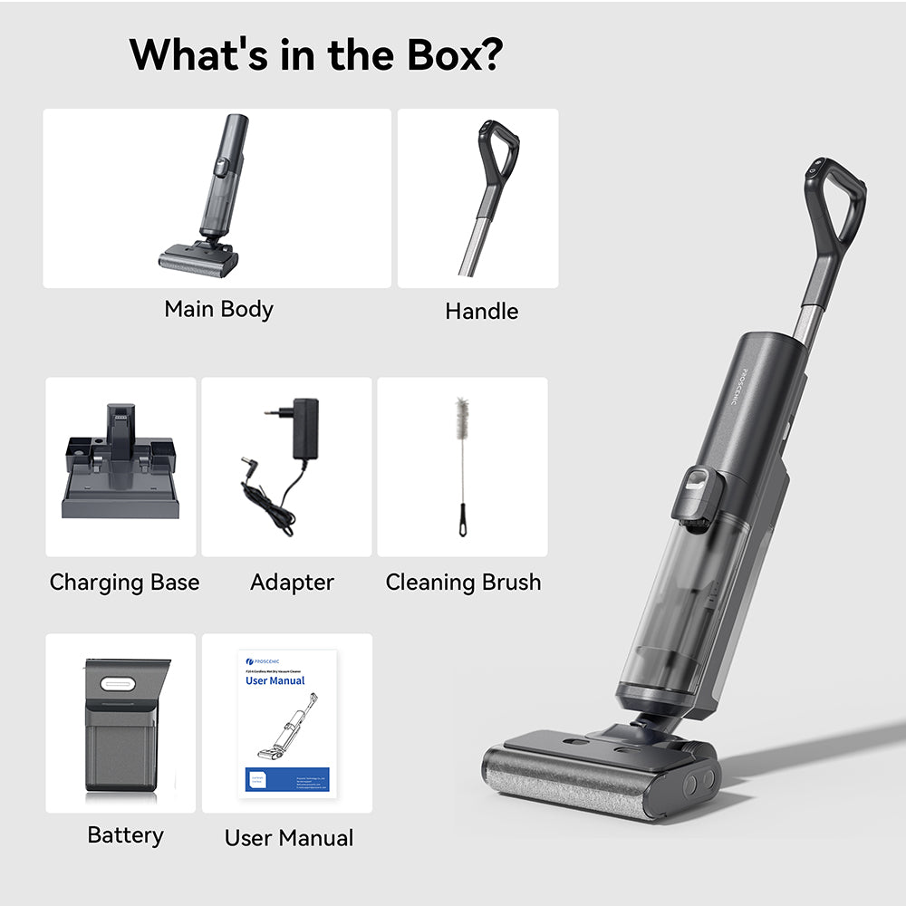 Bezdrátový vysavač a mop Proscenic F20A, doba provozu 35 minut, LED displej, samočištění a sušení vzduchem, čištění okrajů po celém obvodu, ovládání aplikací, oddělení pevných a kapalných látek