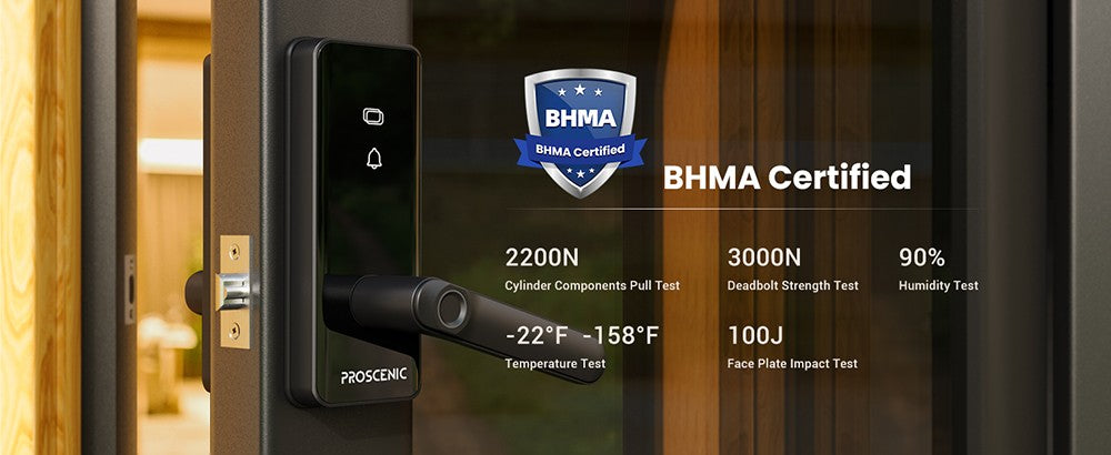 Proscenic L40 Inteligentní zámek, bezklíčový vstupní zámek s klikou, klávesnicí, čtečkou otisků prstů, chytrou aplikací a hlasovým ovládáním, ochranou proti narušení bezpečnosti, záznamem protokolů