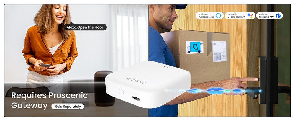Proscenic L40 Inteligentní zámek, bezklíčový vstupní zámek s klikou, klávesnicí, čtečkou otisků prstů, chytrou aplikací a hlasovým ovládáním, ochranou proti narušení bezpečnosti, záznamem protokolů