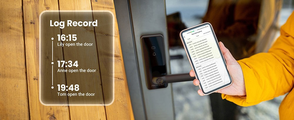 Proscenic L40 Inteligentní zámek, bezklíčový vstupní zámek s klikou, klávesnicí, čtečkou otisků prstů, chytrou aplikací a hlasovým ovládáním, ochranou proti narušení bezpečnosti, záznamem protokolů