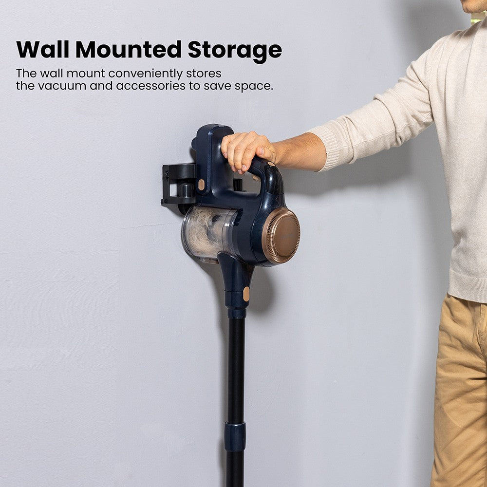 Bezdrátový vysavač Proscenic P11 Lite, max. sací tlak 28 kPa, doba provozu až 35 minut, LED displej, automatické rozčesávání vlasů, otočné řízení o 180°, nádoba na prach o objemu 550 ml, teleskopická trubka, nízká hlučnost, nástěnný úložný prostor