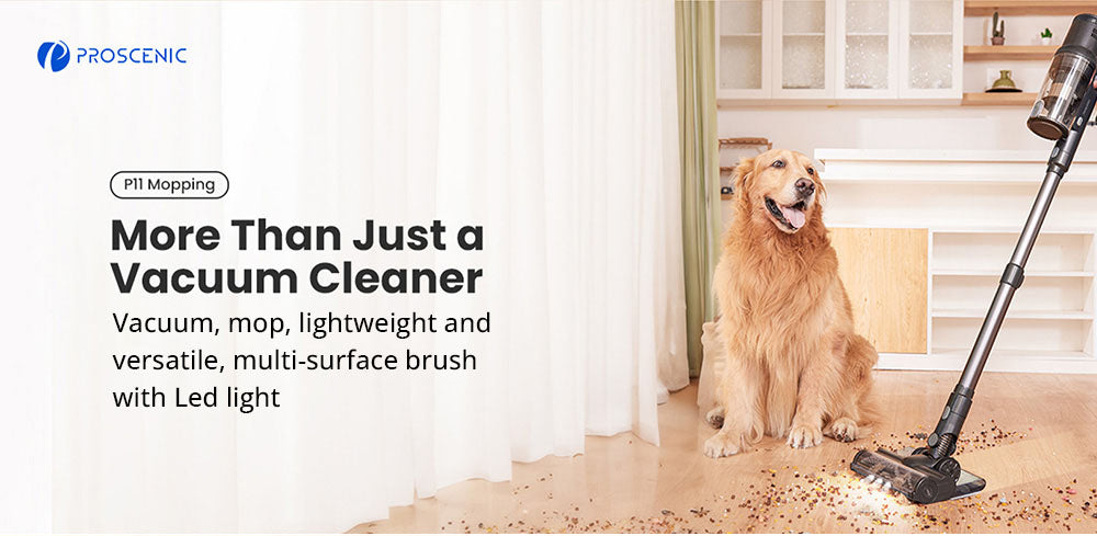 Bezdrátový vysavač Proscenic P11 Mopping, sací tlak 35 kPa, nádoba na prach o objemu 0,65 l, 5stupňový filtrační systém, odnímatelná baterie 2000 mAh, výdrž baterie až 50 minut, dotyková obrazovka