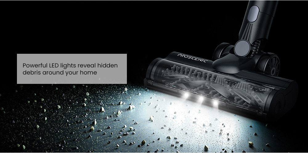 Bezdrátový vysavač Proscenic P11 Mopping, sací tlak 35 kPa, nádoba na prach o objemu 0,65 l, 5stupňový filtrační systém, odnímatelná baterie 2000 mAh, výdrž baterie až 50 minut, dotyková obrazovka
