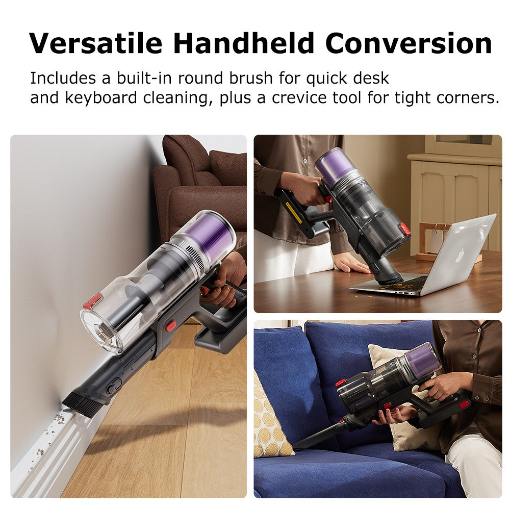 Bezdrátový tyčový vysavač Proscenic P16, sací výkon 45 kPa, doba provozu 55 minut, ohebná tyč o 180°, kartáč na podlahu proti zamotání, nízká hlučnost 62 dB, pro domácí použití a zvířecí chlupy, modrý