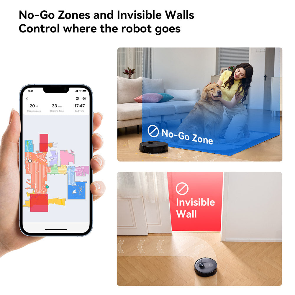 Robotický vysavač a mop Proscenic Q8 Max se samovyprazdňovací stanicí, maximální sací výkon 4200 Pa, doba provozu 200 minut, 3 režimy úklidu, inteligentní 360° LiDAR navigace, ovládání pomocí aplikace, na podlahy, zvířecí chlupy a koberce
