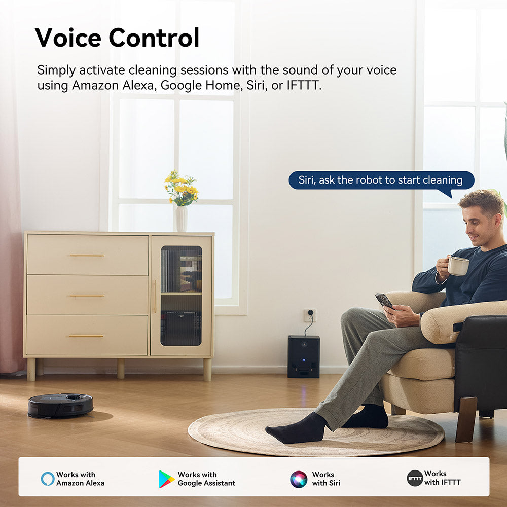 Robotický vysavač a mop Proscenic Q8 Max se samovyprazdňovací stanicí, maximální sací výkon 4200 Pa, doba provozu 200 minut, 3 režimy úklidu, inteligentní 360° LiDAR navigace, ovládání pomocí aplikace, na podlahy, zvířecí chlupy a koberce