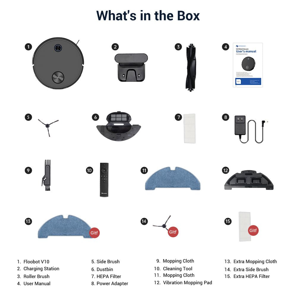 Robotický vysavač Proscenic V10 3 v 1, vysávání, zametání a vytírání, vibrační systém vytírání 3000 Pa, navigace LDS, nádoba na prach 240 ml, baterie 2600 mAh, doba provozu 120 minut, chytrá aplikace a ovládání Alexa - černá