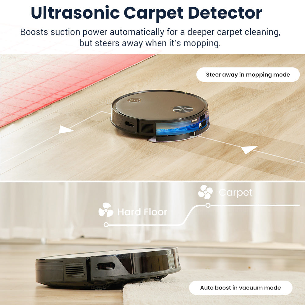 Proscenic V10 Robot Vacuum Cleaner 3 In 1 Vacuuming Sweeping and Mopping 3000pa Vibrating Mopping System LDS Navigation 240ml Dust Bin 2600mAh Battery 120Mins Runtime Smart APP &amp; Alexa Control - Black