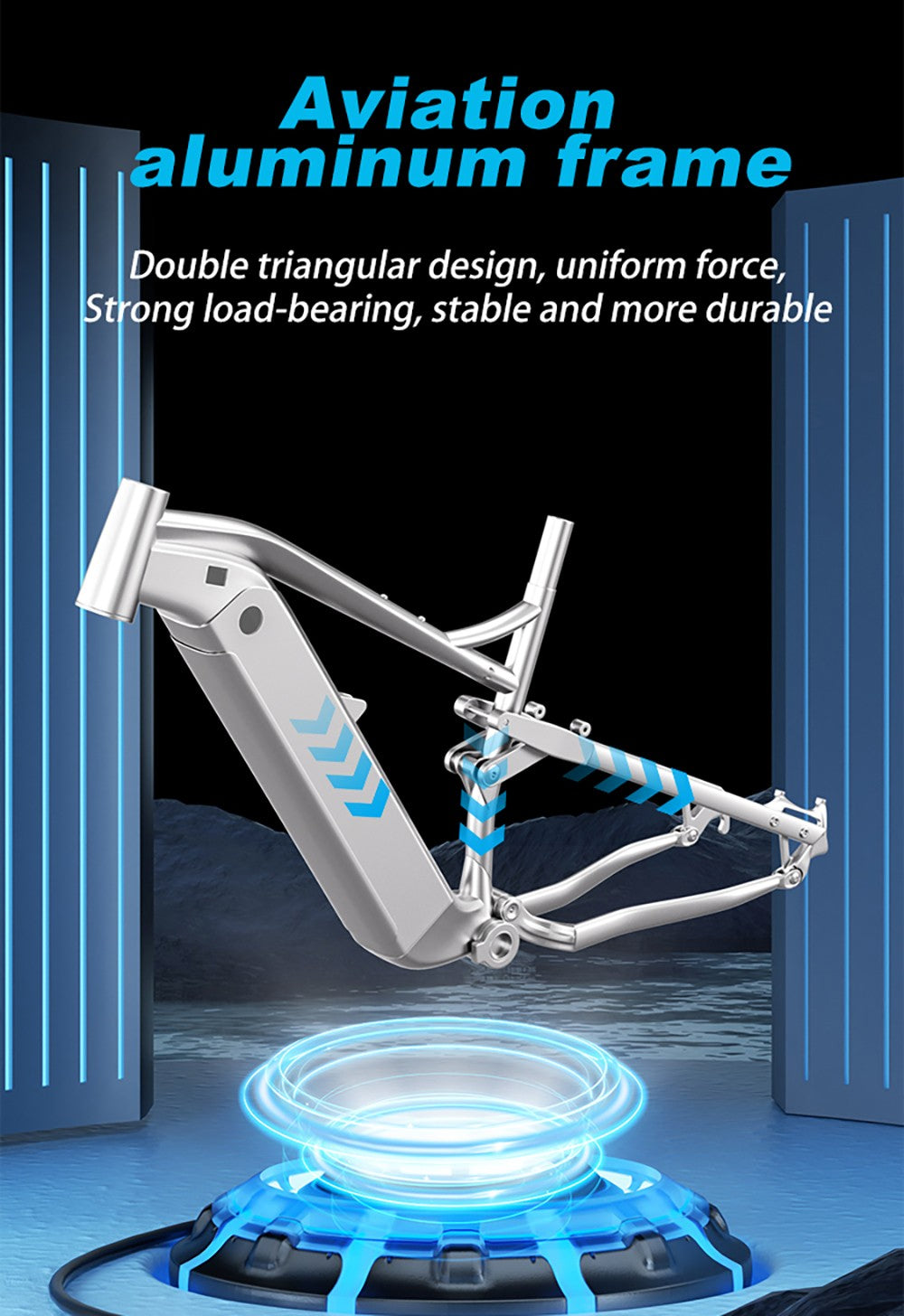 Elektrokolo PULUMA PH001, motor 500 W, baterie 48 V 20 Ah, pneumatiky 27,5*2,8 palce, maximální rychlost 40 km/h, dojezd 150 km, hydraulické olejové brzdy, tlumič nárazů, 9stupňová přehazovačka, LCD displej - černomodrá