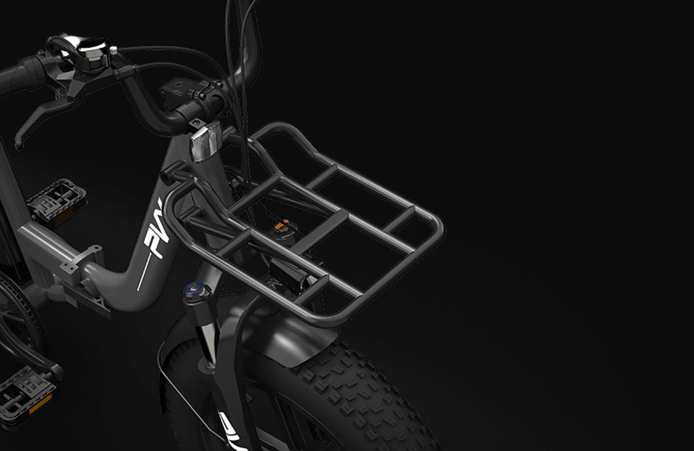 Elektrokolo PVY LS20, motor 250 W, baterie 48 V 16,5 Ah, tlusté pneumatiky 20 x 4,0 palce, maximální rychlost 25 km/h, dojezd 100 km, hydraulická brzda, uzamykatelná tlumicí vidlice, řazení Shimano 7 rychlostí, LCD displej - šedé