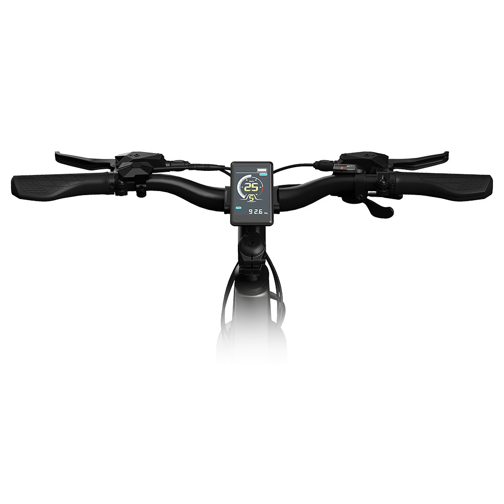 Elektrokolo PVY P30, pneumatiky 27,5*2,1 palce, motor 500 W, snímač točivého momentu 50 N.m, baterie 36 V 13,5 Ah, maximální dojezd 100 km, hydraulická kotoučová brzda SHIMANO, 9 rychlostí, hliníková slitina, vodotěsnost IP66 - šedá