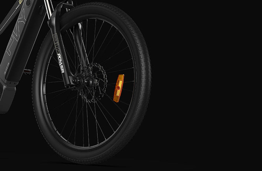 Elektrické kolo PVY Power, motor 1000 W, 48 V, 16,5 Ah, baterie, dojezd 100 km, pneumatiky 27,5*2,1 palce, hydraulická kotoučová brzda, tlumící vidlice SHIMANO, 7 rychlostí, vodotěsnost IP66 - šedá