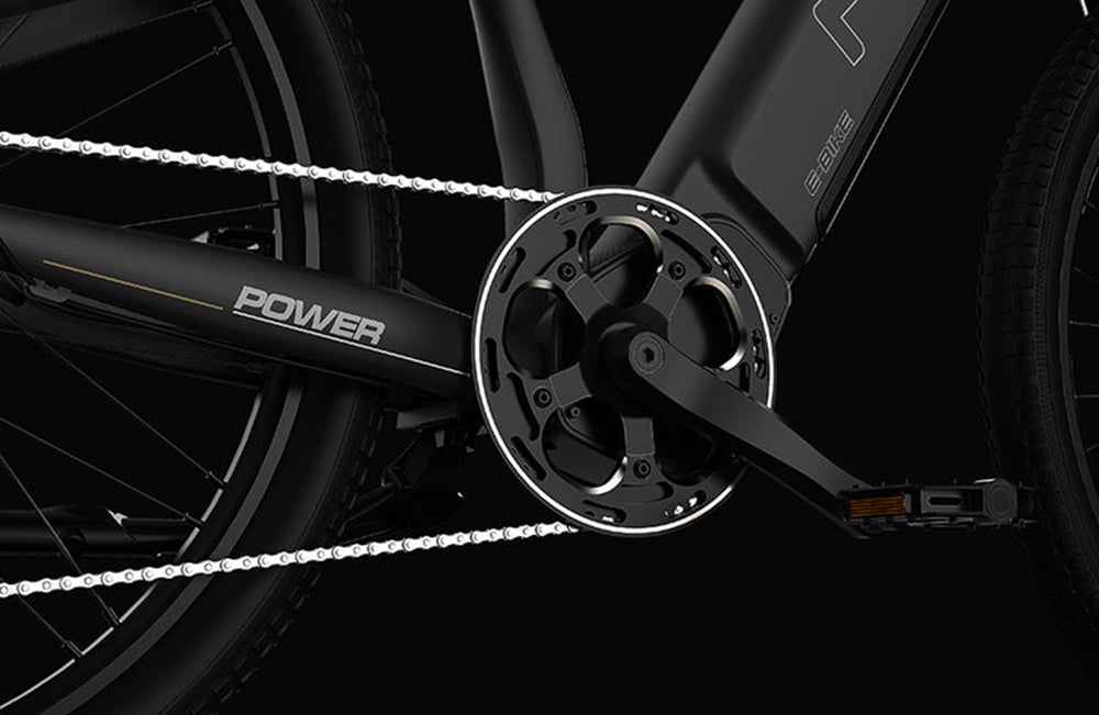 Elektrické kolo PVY Power, motor 1000 W, 48 V, 16,5 Ah, baterie, dojezd 100 km, pneumatiky 27,5*2,1 palce, hydraulická kotoučová brzda, tlumící vidlice SHIMANO, 7 rychlostí, vodotěsnost IP66 - šedá