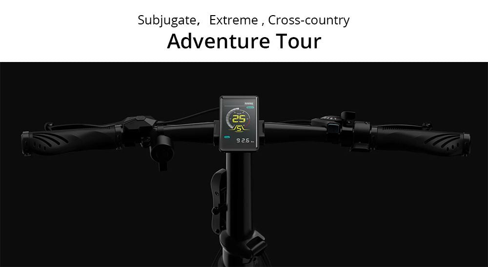 Elektrokolo PVY Turbo, motor 250 W, baterie 48 V 13 Ah, tlusté pneumatiky 20 x 4,0 palce, maximální rychlost 25 km/h, dojezd 100 km, řazení Shimano 7 rychlostí, mechanická kotoučová brzda, odpružená přední vidlice a mechanický tlumič vzadu.