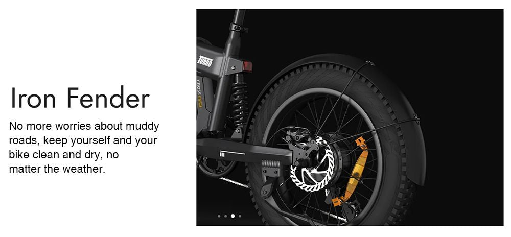 Elektrokolo PVY Turbo, motor 250 W, baterie 48 V 13 Ah, tlusté pneumatiky 20 x 4,0 palce, maximální rychlost 25 km/h, dojezd 100 km, řazení Shimano 7 rychlostí, mechanická kotoučová brzda, odpružená přední vidlice a mechanický tlumič vzadu.