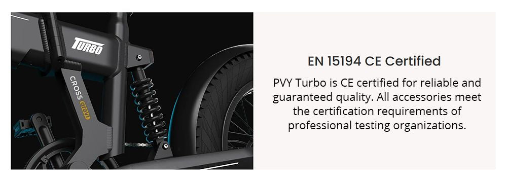 Elektrokolo PVY Turbo, motor 250 W, baterie 48 V 13 Ah, tlusté pneumatiky 20 x 4,0 palce, maximální rychlost 25 km/h, dojezd 100 km, řazení Shimano 7 rychlostí, mechanická kotoučová brzda, odpružená přední vidlice a mechanický tlumič vzadu.