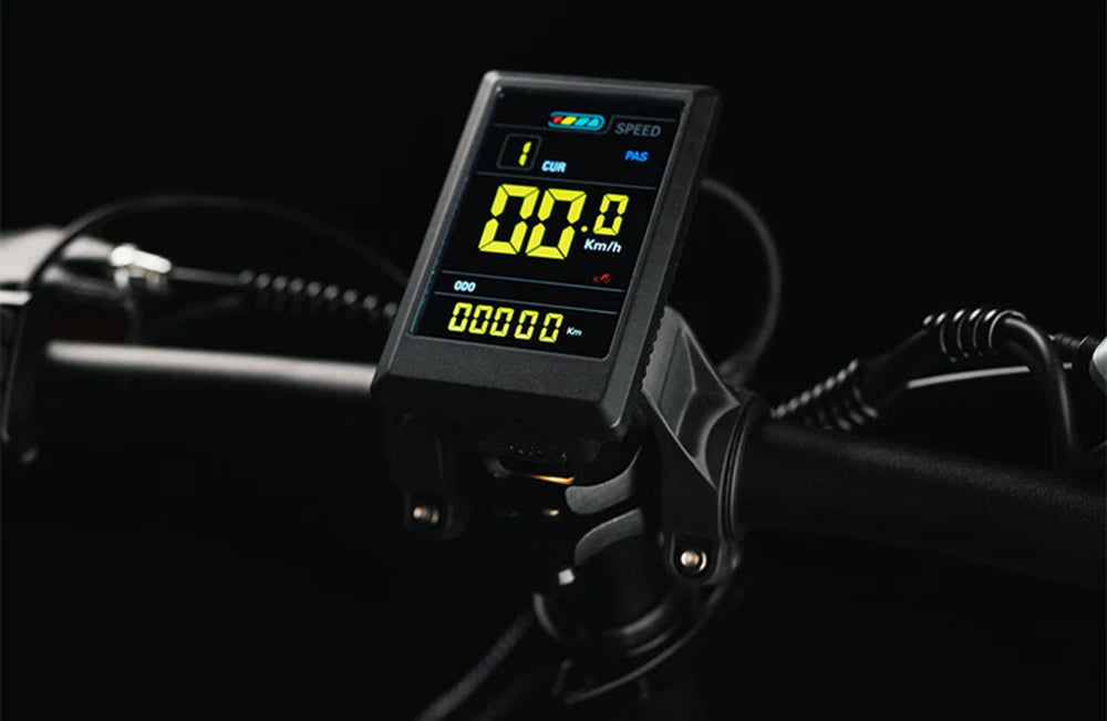 Skládací elektrokolo PVY Z20 Plus 1000W, tlusté pneumatiky 20*4,0, 48V, baterie 16,5Ah, dojezd 80–120 km, 7stupňová převodovka Shimano, uzamykatelná odpružená vidlice a zadní tlumič, hydraulická brzda, barevný LCD displej, nosnost 150 kg – zelená