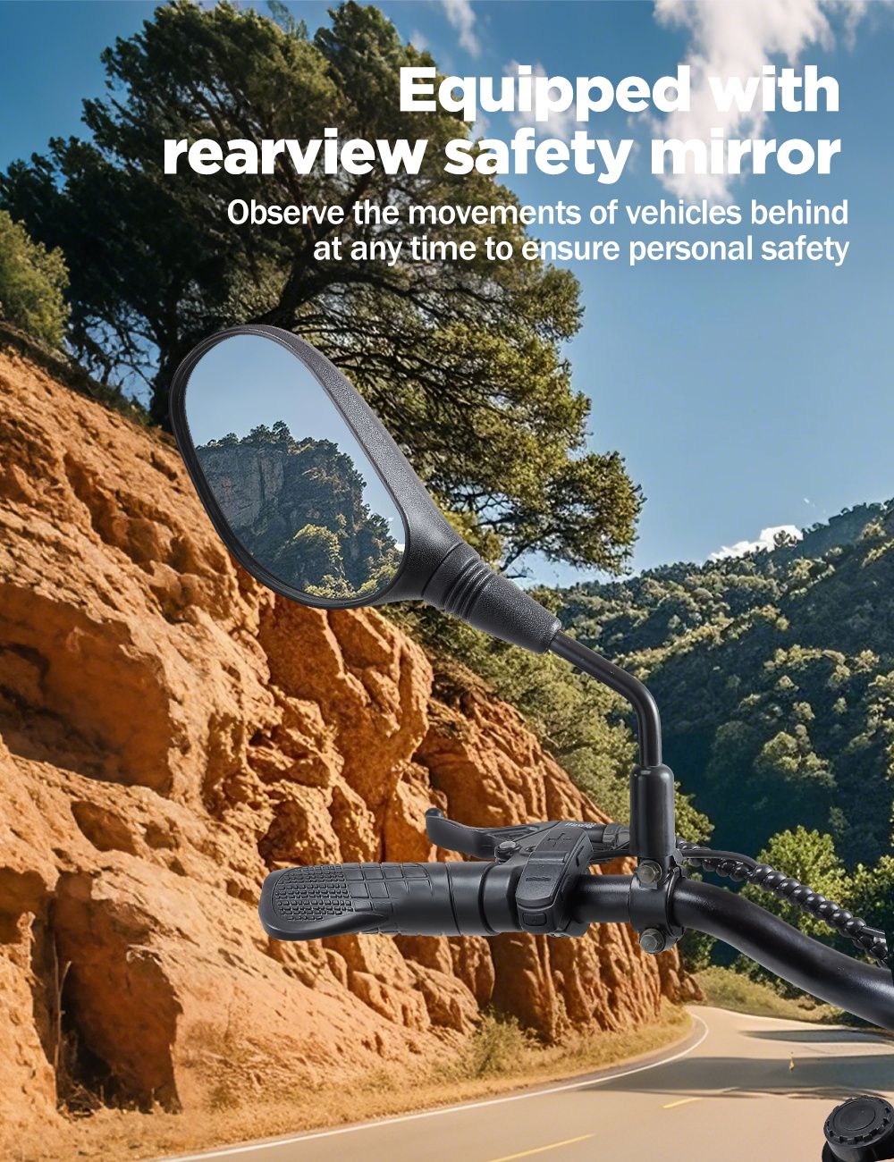 Elektrokolo RANDRIDE DM711, motor 1000 W*2, baterie 48 V 20 Ah, tlusté pneumatiky 20*4,0 palce, maximální rychlost 45 km/h, dojezd 60 km, mechanická brzda Shimano, dvojité odpružení, LCD displej, 7 rychlostí