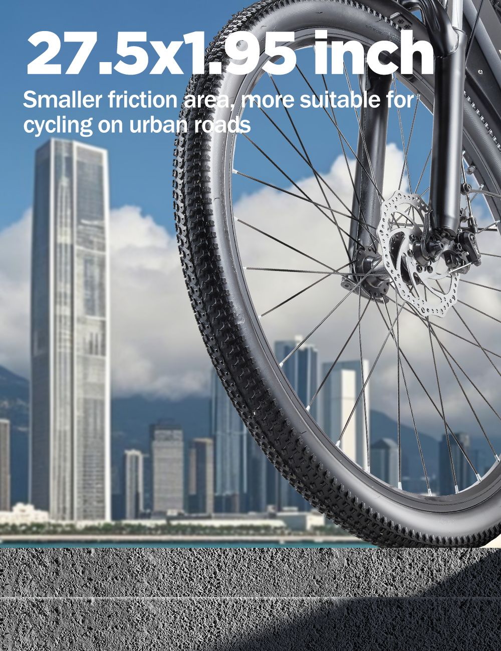 Elektrokolo RANDRIDE YG70, motor 1000 W, baterie 48 V 14 Ah, pneumatiky 27,5 x 1,95 palce, maximální rychlost 45 km/h, dojezd 50 km, mechanická brzda, odpružená přední vidlice, 27 rychlostí, LCD displej