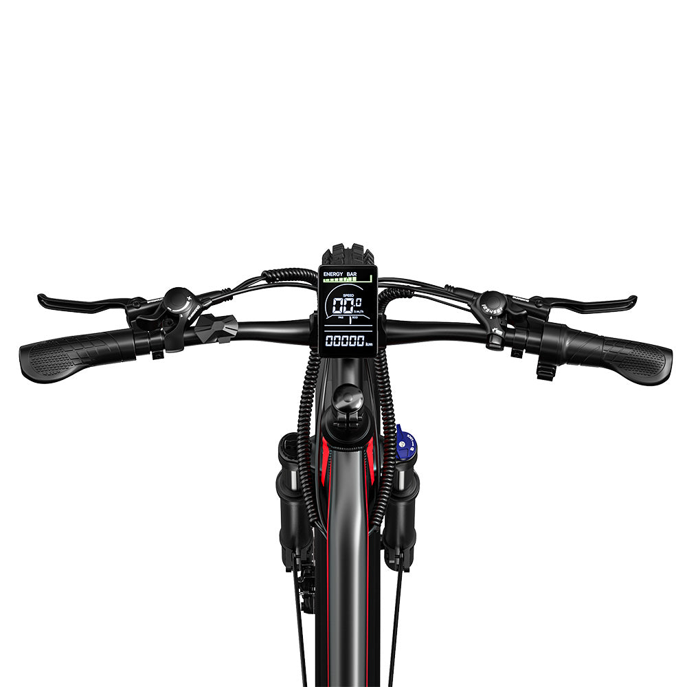 RANDRIDE YG90B Electric Bike 1000W Motor 45km/h Max Speed 48V 17Ah Removable battery 80-90KM Max Range 27.5*2.4&#39;&#39; CST Tires 120kg Load Shimano 21 Gears Hydraulic brake - Black &amp; Red