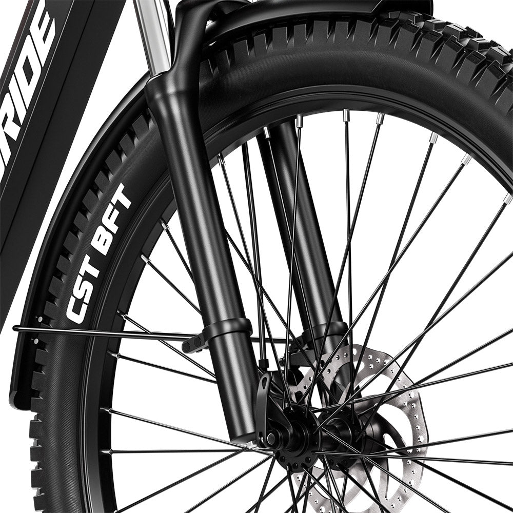 RANDRIDE YG90B Electric Bike 1000W Motor 45km/h Max Speed 48V 17Ah Removable battery 80-90KM Max Range 27.5*2.4&#39;&#39; CST Tires 120kg Load Shimano 21 Gears Hydraulic brake - Black &amp; Red