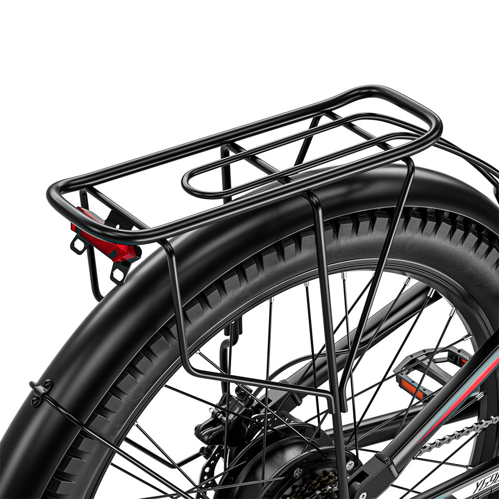 RANDRIDE YG90B Electric Bike 1000W Motor 45km/h Max Speed 48V 17Ah Removable battery 80-90KM Max Range 27.5*2.4&#39;&#39; CST Tires 120kg Load Shimano 21 Gears Hydraulic brake - Black &amp; Red