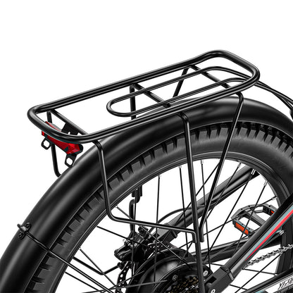 RANDRIDE YG90B Electric Bike 1000W Motor 45km/h Max Speed 48V 17Ah Removable battery 80-90KM Max Range 27.5*2.4&#39;&#39; CST Tires 120kg Load Shimano 21 Gears Hydraulic brake - Black &amp; Red