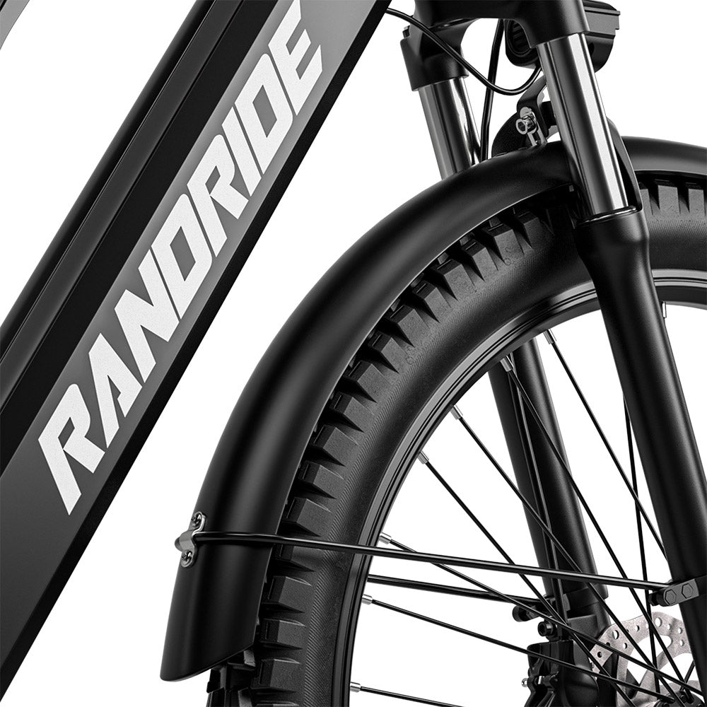 RANDRIDE YG90B Electric Bike 1000W Motor 45km/h Max Speed 48V 17Ah Removable battery 80-90KM Max Range 27.5*2.4&#39;&#39; CST Tires 120kg Load Shimano 21 Gears Hydraulic brake - Black &amp; Red