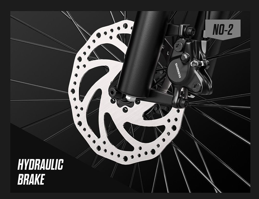 Elektrokolo RANDRIDE YG90B-29, motor 1000 W, baterie 48 V 17 Ah, pneumatiky 29 x 2,1 palce, maximální rychlost 45 km/h, dojezd 40–50 km, hydraulická kotoučová brzda, zadní tlumič, řazení Shimano 21 rychlostí