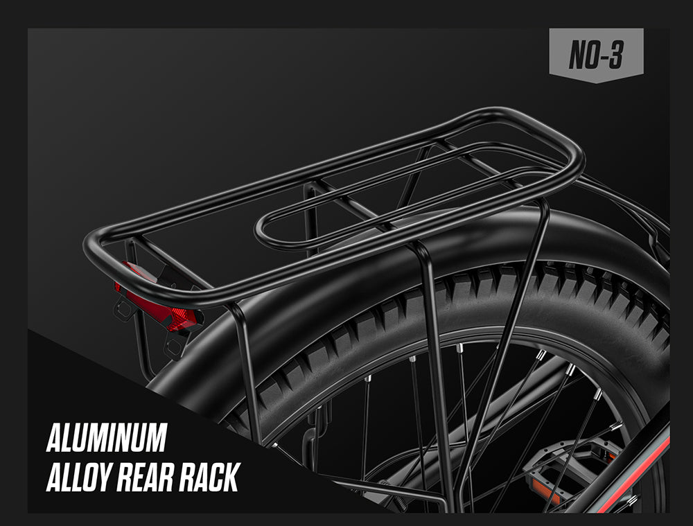 Elektrické kolo RANDRIDE YG90B, motor 1000 W, maximální rychlost 45 km/h, vyjímatelná baterie 48 V, dojezd 80–90 km, pneumatiky CST 27,5*2,4 palce, nosnost 120 kg, převodovka Shimano 21, hydraulická brzda – černo-červená