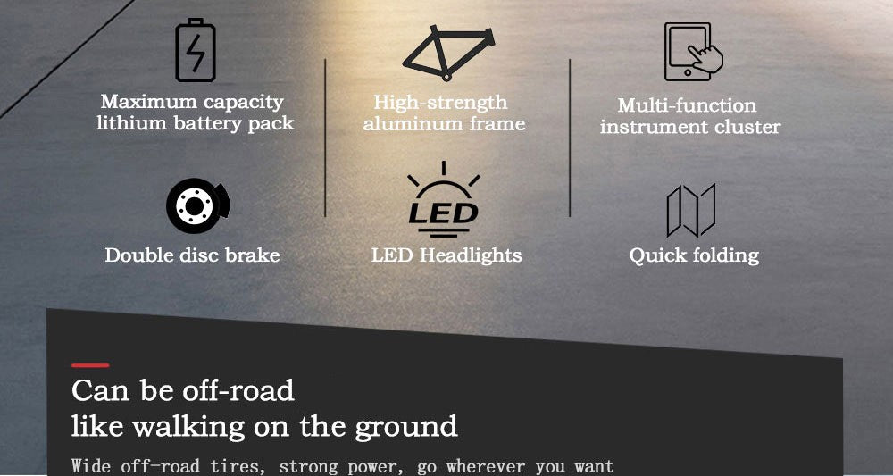 Elektrokolo RANDRIDE YX20, motor 1000 W, maximální rychlost 45 km/h, baterie 48 V 17 Ah, maximální dojezd 80–90 km, 20 tlustých pneumatik o rozměrech 4,0 palce, nosnost 150 kg, řazení Shimano 7 rychlostí